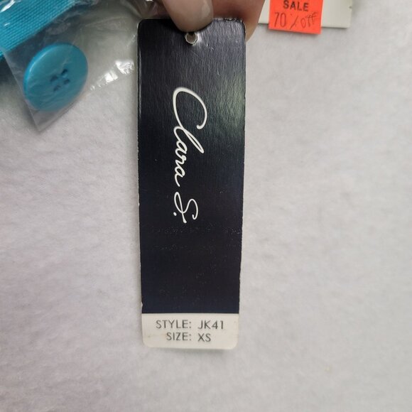 Clara S. Womens Semi Sheer Zebra Pattern Turquoise Jacket XS Poly Cotton - Picture 8 of 11